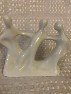 Aaman Israel vintage white  porcelain figurine of 3 friends. 5” by 6.5”.